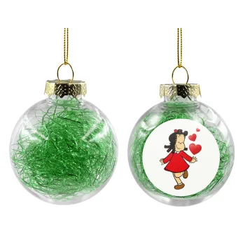 La petite Lulu, Transparent Christmas tree ball ornament with green filling 8cm