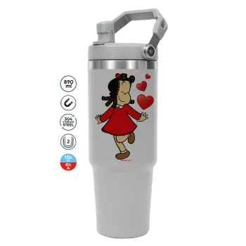 Η μικρή Λουλού, ΓΚΡΙ χρώματος Θερμός Ανοξείδωτο 890ml (30oz) με χερούλι