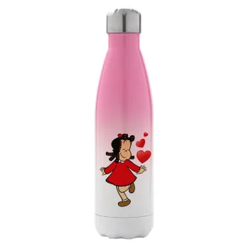 Η μικρή Λουλού, Μεταλλικό παγούρι θερμός Ροζ/Λευκό (Stainless steel), διπλού τοιχώματος, 500ml