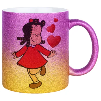 La petite Lulu, Κούπα Χρυσή/Ροζ Glitter, κεραμική, 330ml