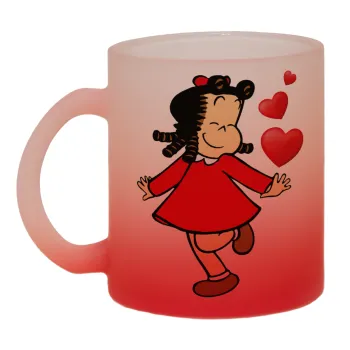 Η μικρή Λουλού, Κούπα γυάλινη δίχρωμη με βάση το κόκκινο ματ, 330ml