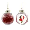 Transparent Christmas tree ball ornament with red filling 8cm