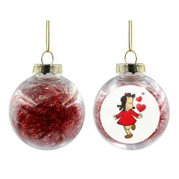 La petite Lulu, Transparent Christmas tree ball ornament with red filling 8cm
