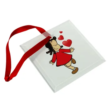 Η μικρή Λουλού, Στολίδι Χριστουγεννιάτικο στολίδι γυάλινο τετράγωνο 9x9cm