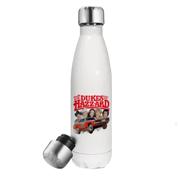The Dukes of Hazzard, Μεταλλικό παγούρι θερμός Λευκό (Stainless steel), διπλού τοιχώματος, 500ml
