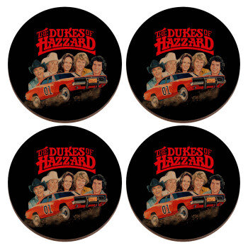The Dukes of Hazzard, ΣΕΤ x4 Σουβέρ ξύλινα στρογγυλά plywood (9cm)