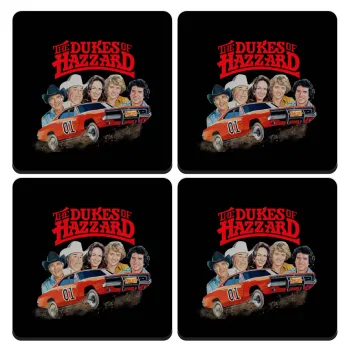 The Dukes of Hazzard, ΣΕΤ 4 Σουβέρ ξύλινα τετράγωνα (9cm)