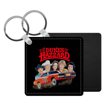 The Dukes of Hazzard, Μπρελόκ Δερματίνη, τετράγωνο ΜΑΥΡΟ (5x5cm)