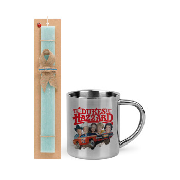 The Dukes of Hazzard, Easter Set, metallic thermal cup (300ml) & aromatic flat Easter candle (30cm) (TURQUOISE)