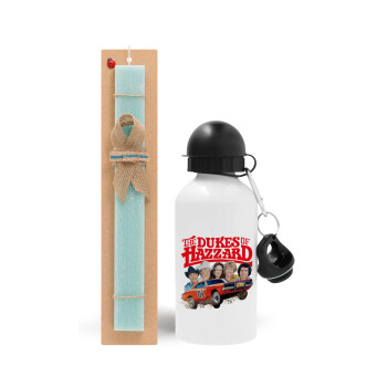 The Dukes of Hazzard, Easter Set, metallic aluminum water bottle (500ml) & scented flat candle (30cm) (TURQUOISE)