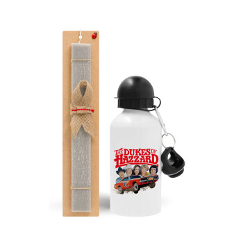 The Dukes of Hazzard, Easter Set, metallic aluminum water bottle (500ml) & aromatic flat Easter candle (30cm) (GRAY)