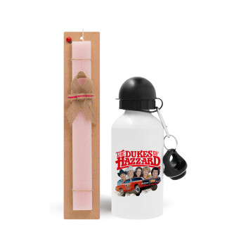 The Dukes of Hazzard, Easter Set, metallic aluminum bottle (500ml) & aromatic flat Easter candle (30cm) (PINK)