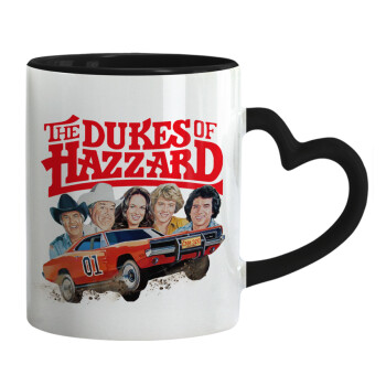 The Dukes of Hazzard, Mug heart black handle, ceramic, 330ml