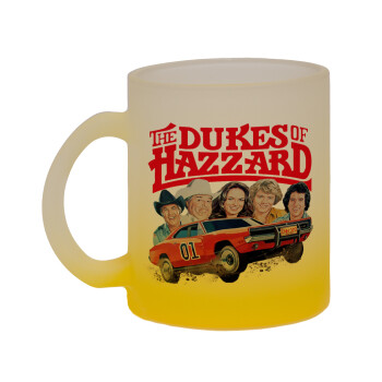 The Dukes of Hazzard, Κούπα γυάλινη δίχρωμη με βάση το κίτρινο ματ, 330ml