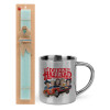 Easter Set, metallic thermal cup (300ml) & aromatic flat Easter candle (30cm) (TURQUOISE)