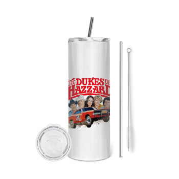 The Dukes of Hazzard, Tumbler ποτήρι θερμό από ανοξείδωτο ατσάλι 600ml, με μεταλλικό καλαμάκι & βούρτσα καθαρισμού