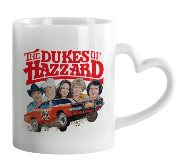 The Dukes of Hazzard — Κούπα καρδιά χερούλι λευκή, κεραμική, 330ml