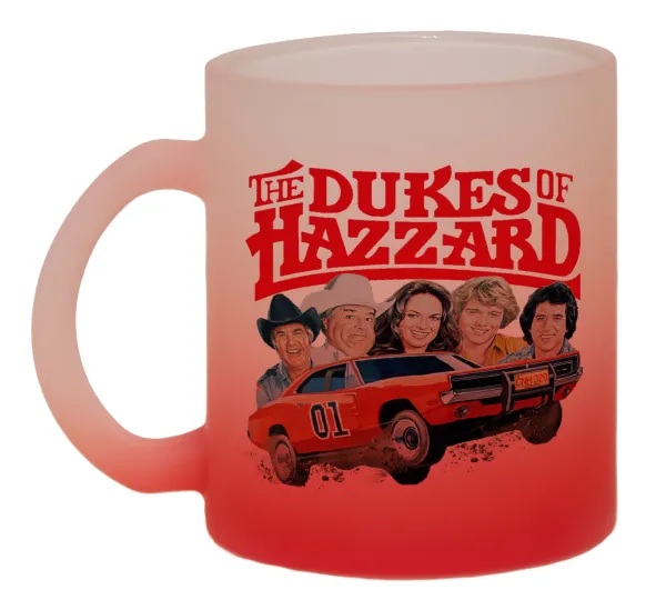 The Dukes of Hazzard — Two-tone glass mug with matte red base, 330ml