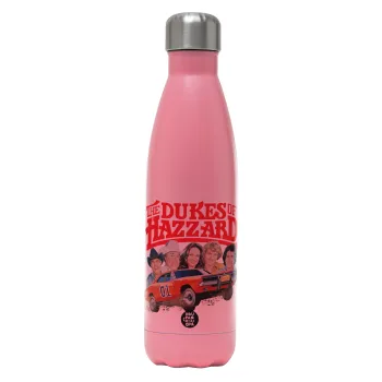 The Dukes of Hazzard, Metal mug thermos Pink Mat (Stainless steel), double wall, 500ml