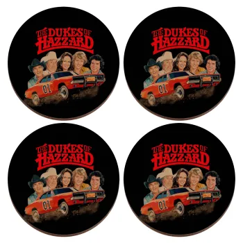 The Dukes of Hazzard, ΣΕΤ x4 Σουβέρ ξύλινα στρογγυλά plywood (9cm)