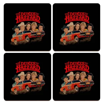 The Dukes of Hazzard, ΣΕΤ x4 Σουβέρ ξύλινα τετράγωνα plywood (9cm)