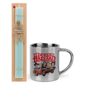The Dukes of Hazzard, Easter Set, metallic thermal cup (300ml) & aromatic flat Easter candle (30cm) (TURQUOISE)