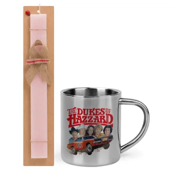 The Dukes of Hazzard, Easter Set, metallic thermal cup (300ml) & aromatic flat Easter candle (30cm) (PINK)