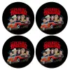 SET of 4 round wooden coasters (9cm)