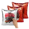 Μαξιλάρι καναπέ Μαγικό Κόκκινο με πούλιες 40x40cm περιέχεται το γέμισμα
