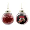 Transparent Christmas tree ball ornament with red filling 8cm