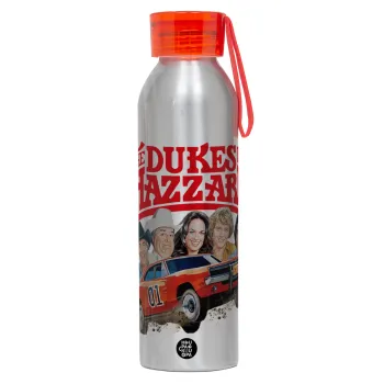 The Dukes of Hazzard, Αλουμινένιο Αθλητικό Μπουκάλι 650ml – Ασημί με Κόκκινο Καπάκι και Λουράκι Σιλικόνης