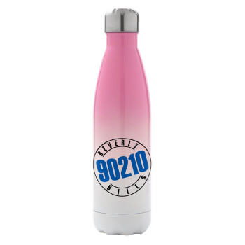Beverly Hills, 90210, Metal mug thermos Pink/White (Stainless steel), double wall, 500ml