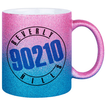 Beverly Hills, 90210, Κούπα Χρυσή/Μπλε Glitter, κεραμική, 330ml