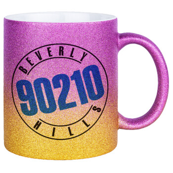 Beverly Hills, 90210, Κούπα Χρυσή/Ροζ Glitter, κεραμική, 330ml