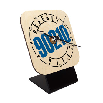 Beverly Hills, 90210, Quartz Table clock in natural wood (10cm)