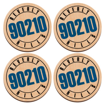 Beverly Hills, 90210, ΣΕΤ x4 Σουβέρ ξύλινα στρογγυλά plywood (9cm)
