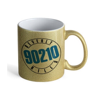 Beverly Hills, 90210, Κούπα Χρυσή Glitter που γυαλίζει, κεραμική, 330ml