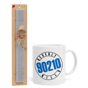 Beverly Hills, 90210, Easter Set, Ceramic Cup (330ml) & Easter aromatic flat candle (30cm) (GRAY)