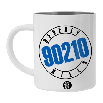 Beverly Hills, 90210, Λευκή Ανοξείδωτη Μεταλλική Κούπα 450ml - Διπλού Τοιχώματος 