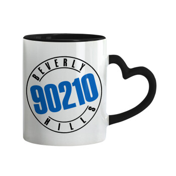 Beverly Hills, 90210, Κούπα καρδιά χερούλι μαύρη, κεραμική, 330ml