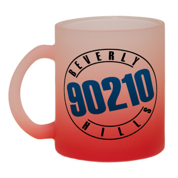 Beverly Hills, 90210, Κούπα γυάλινη δίχρωμη με βάση το κόκκινο ματ, 330ml