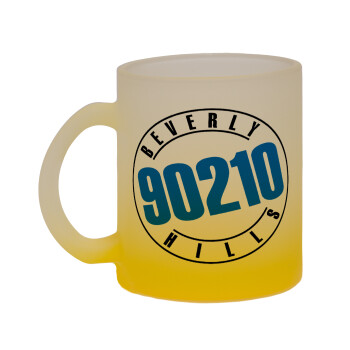 Beverly Hills, 90210, Κούπα γυάλινη δίχρωμη με βάση το κίτρινο ματ, 330ml