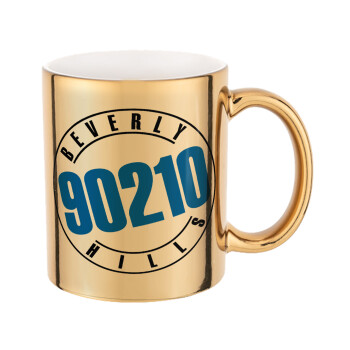 Beverly Hills, 90210, Mug ceramic, gold mirror, 330ml