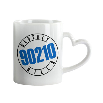 Beverly Hills, 90210, Mug heart handle, ceramic, 330ml