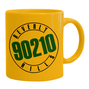 Beverly Hills, 90210, Ceramic coffee mug yellow, 330ml (1pcs)