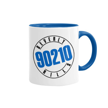 Beverly Hills, 90210, Mug colored blue, ceramic, 330ml