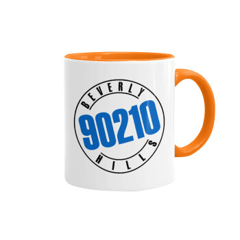 Beverly Hills, 90210, Mug colored orange, ceramic, 330ml