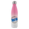 Μεταλλικό παγούρι θερμός Ροζ/Λευκό (Stainless steel), διπλού τοιχώματος, 500ml