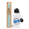 Easter Set, metallic aluminum water bottle (500ml) & scented flat candle (30cm) (TURQUOISE)