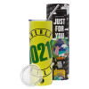 Neon Yellow Travel Tumbler, with metal straw (Stainless steel 304 Food grade, BPA free, 600ml)